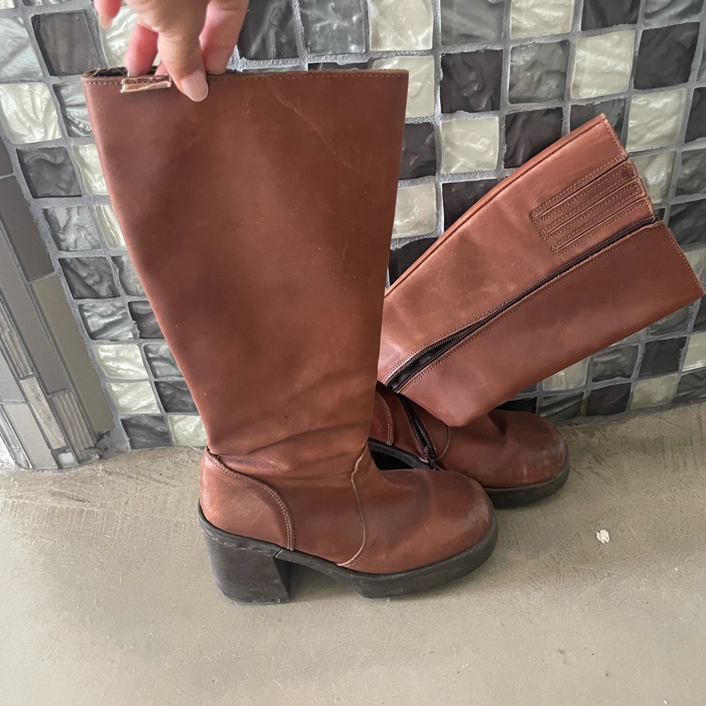 Brown Leather Platform boots